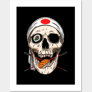 Kawaii Japanese Anime Skeleton Sushi Halloween Posters and Art